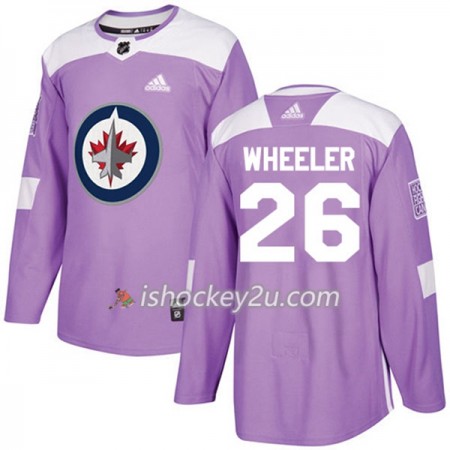 Mænd NHL Winnipeg Jets Trøje Blake Wheeler 26 Adidas 2017-2018 Lilla Fights Cancer Practice Authentic